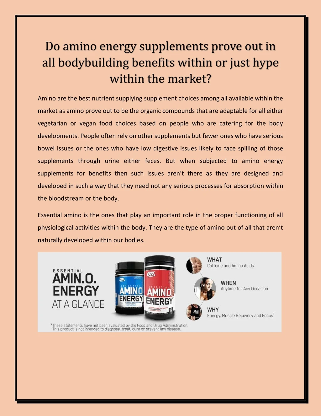 do amino energy supplements prove