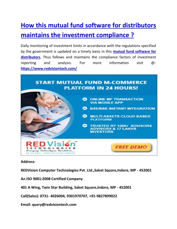 how this mutual fund software for distributors