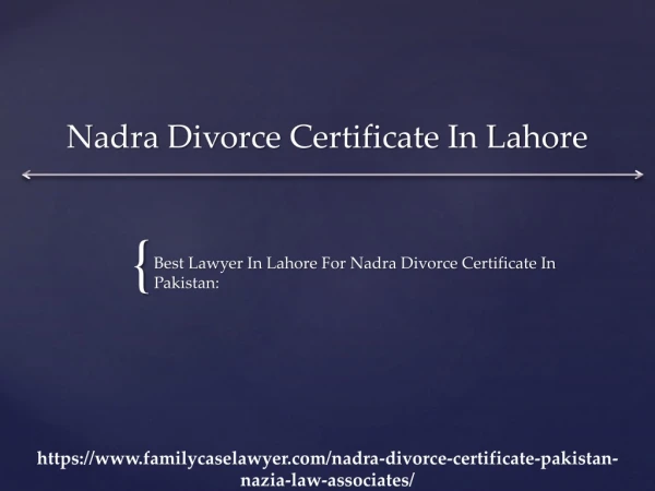 Nadra Divorce Certificate In Lahore ~ Best Lawyer To Hire