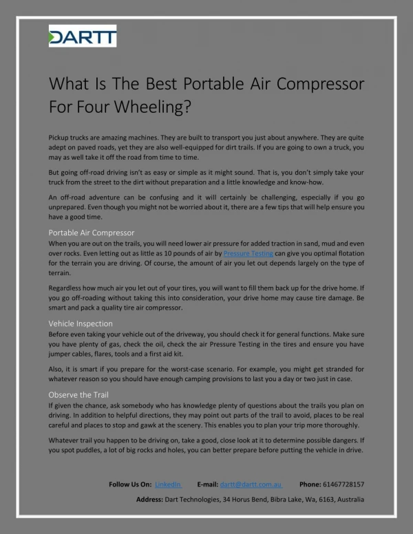 What Is The Best Portable Air Compressor For Four Wheeling?