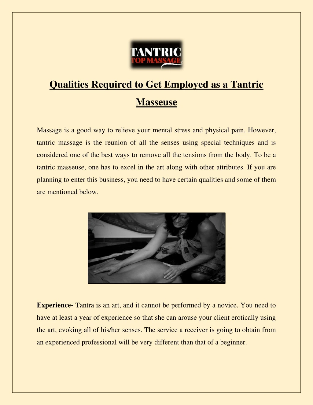 qualities required to get employed as a tantric
