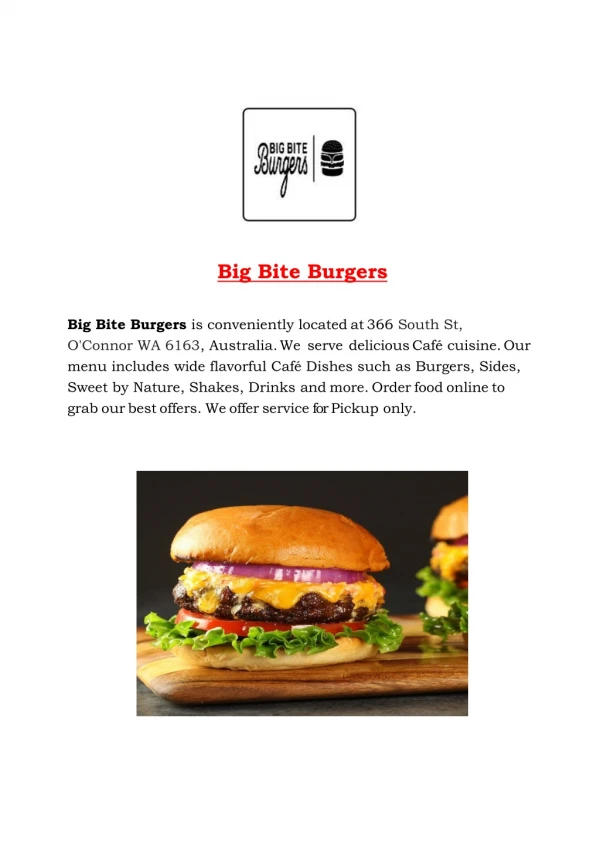 Big Bite Burgers-OConnor - Order Food Online