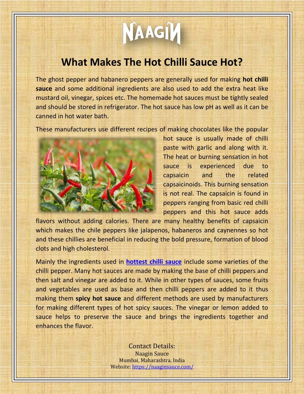 what makes the hot chilli sauce hot