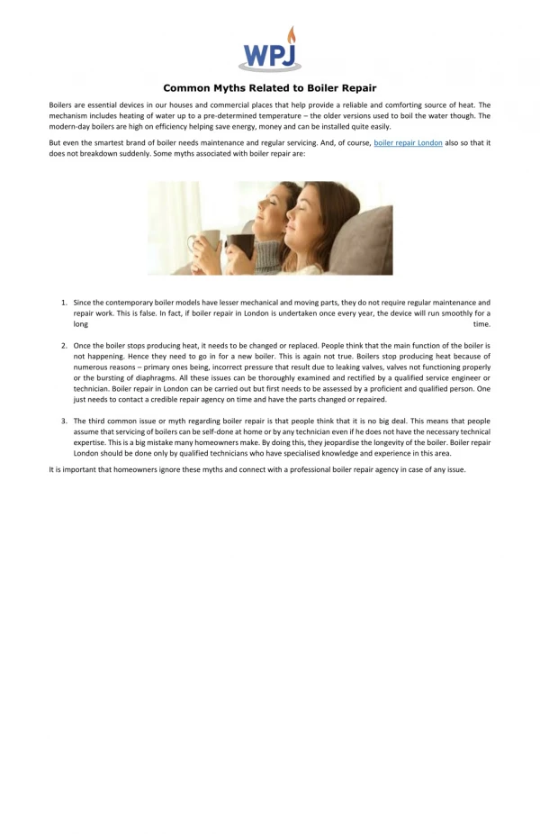 common myths related to boiler repair