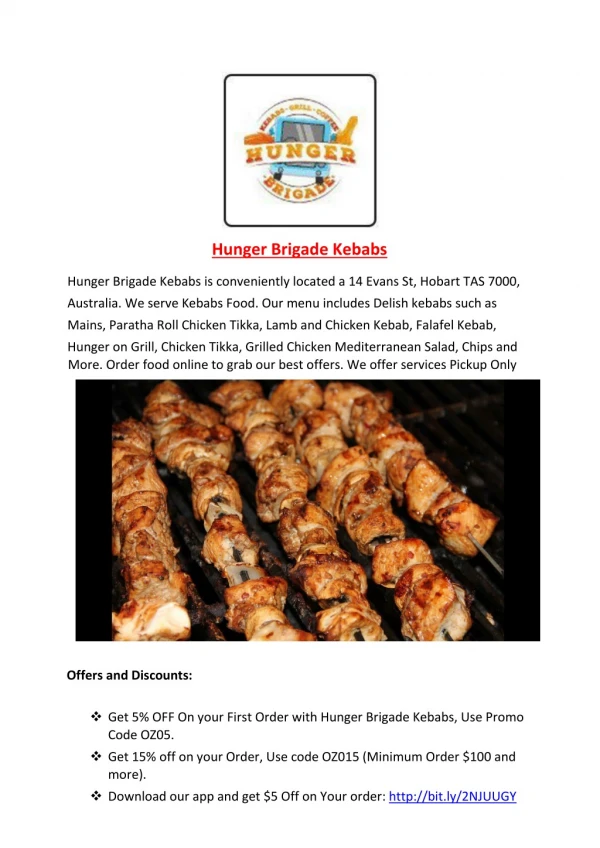 5% Off - Hunger Brigade Kebabs-Hobart - Order Food Online