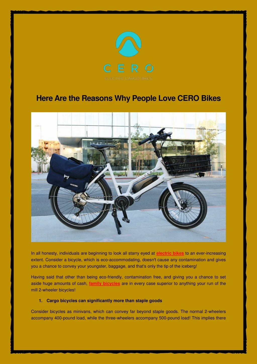 here are the reasons why people love cero bikes