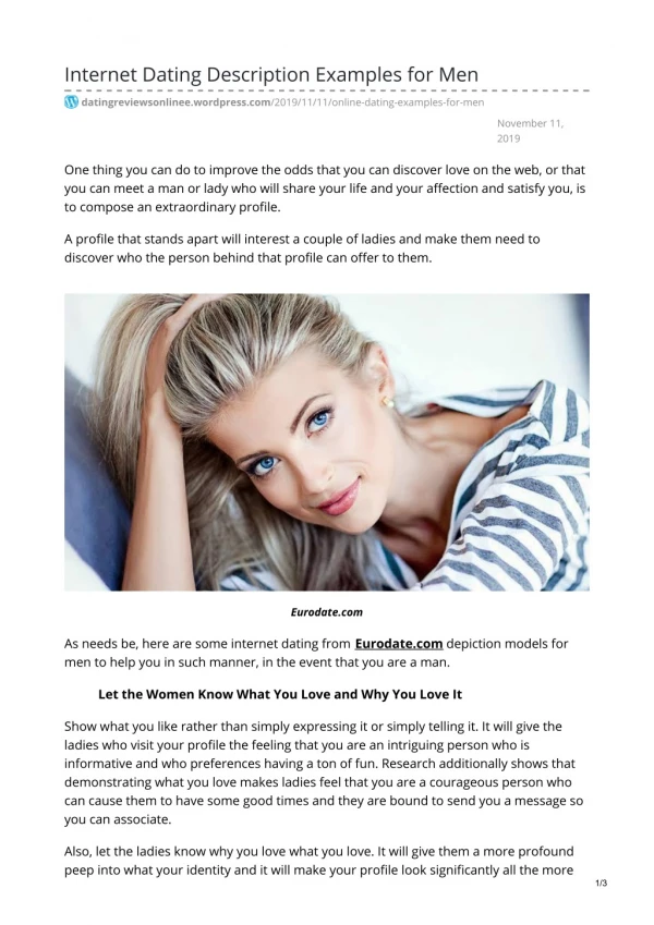 internet dating description examples for men