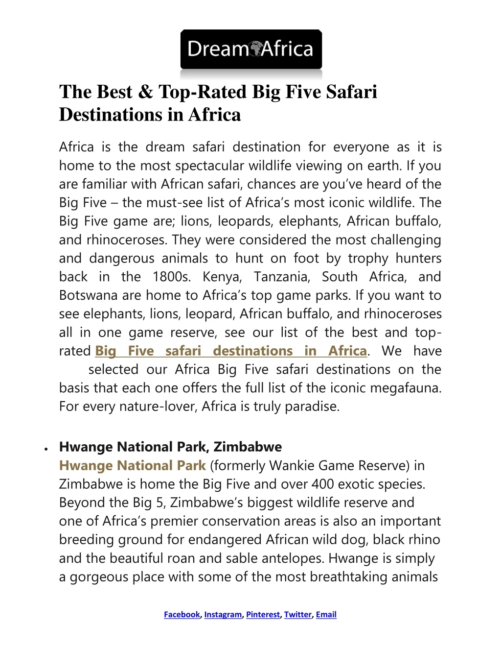 the best top rated big five safari destinations