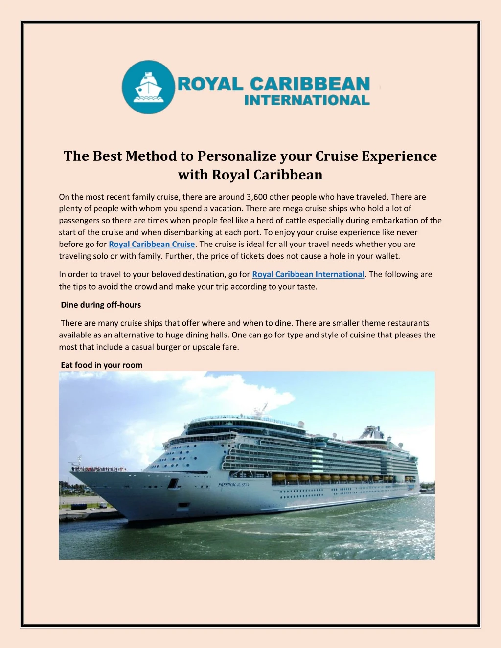 the best method to personalize your cruise