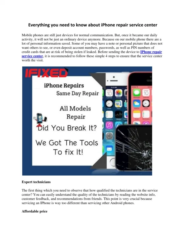 Everything you need to know about iPhone repair service center