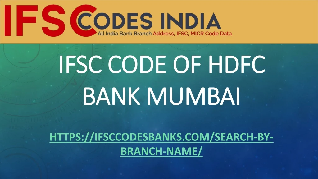 ifsc code of hdfc bank mumbai