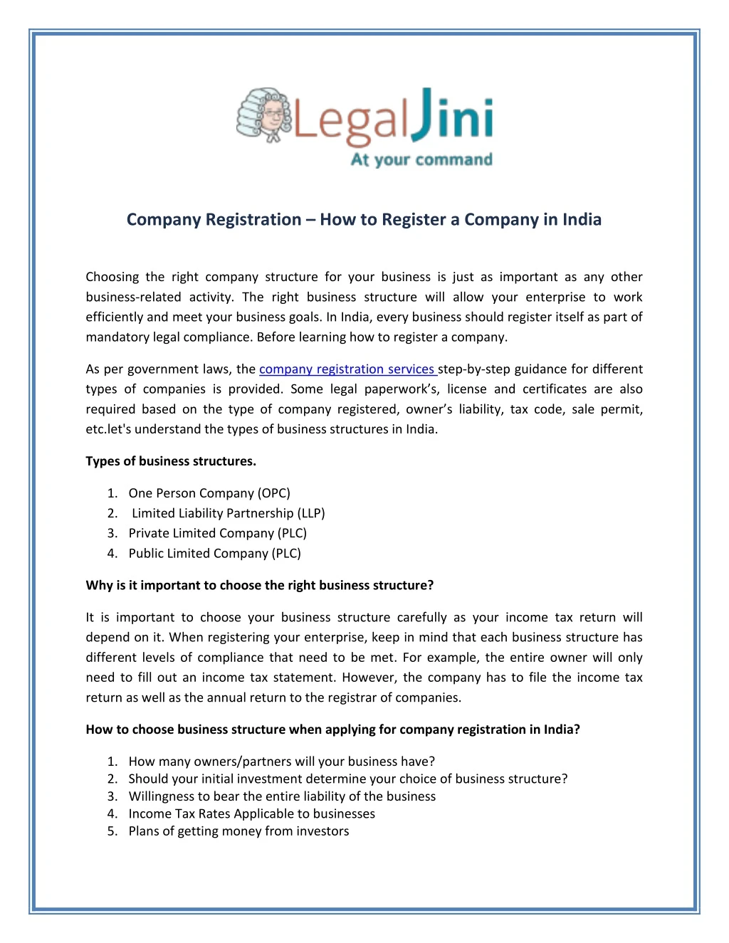 company registration how to register a company