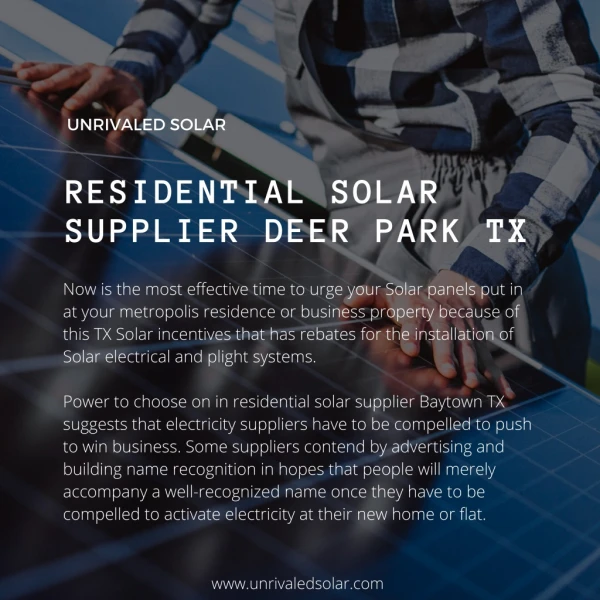 Cheap Solar Houston TX | Residential Solar Supplier Deer park TX