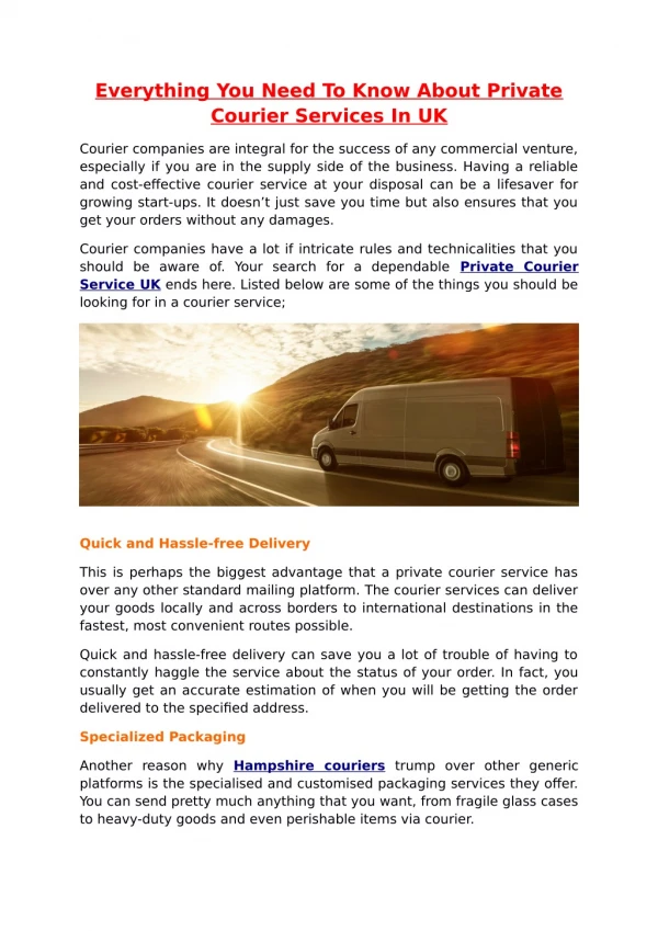 everything you need to know about private courier