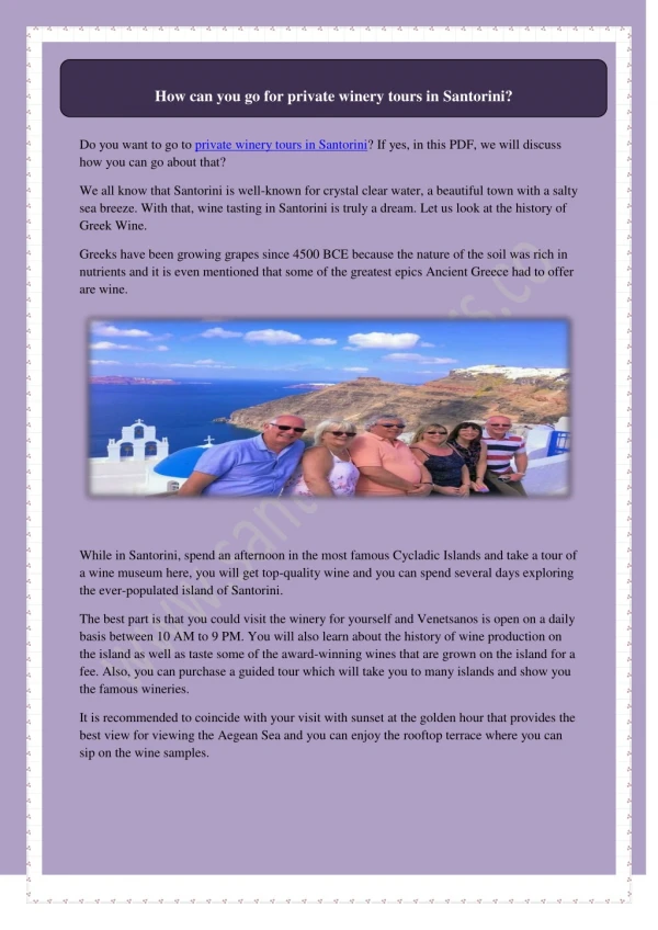 how can you go for private winery tours