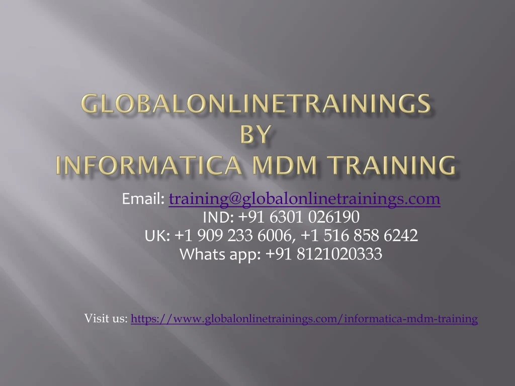 globalonlinetrainings by informatica mdm training