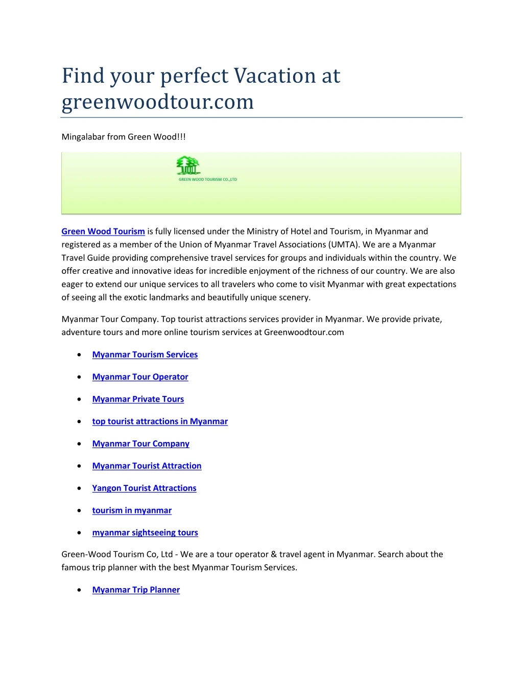 find your perfect vacation at greenwoodtour com