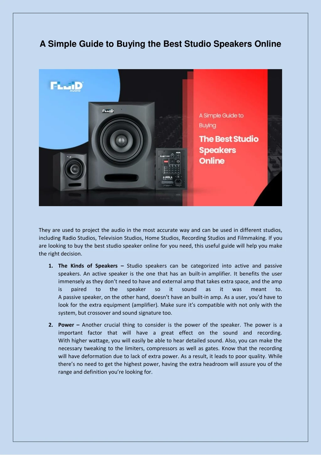 a simple guide to buying the best studio speakers