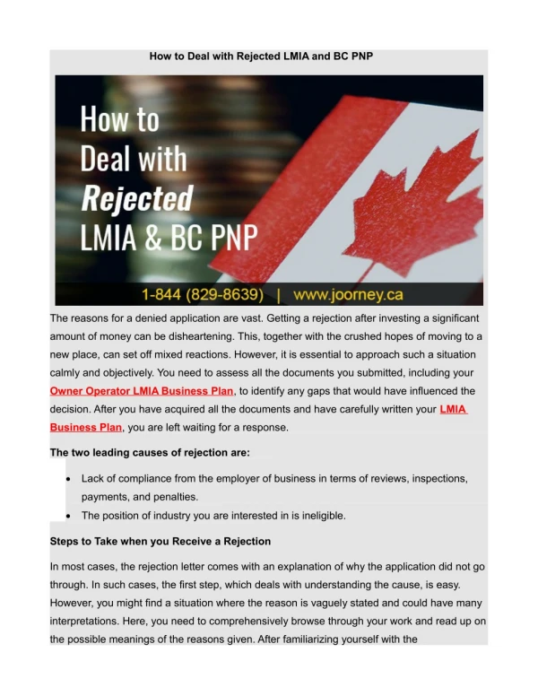 how to deal with rejected lmia and bc pnp