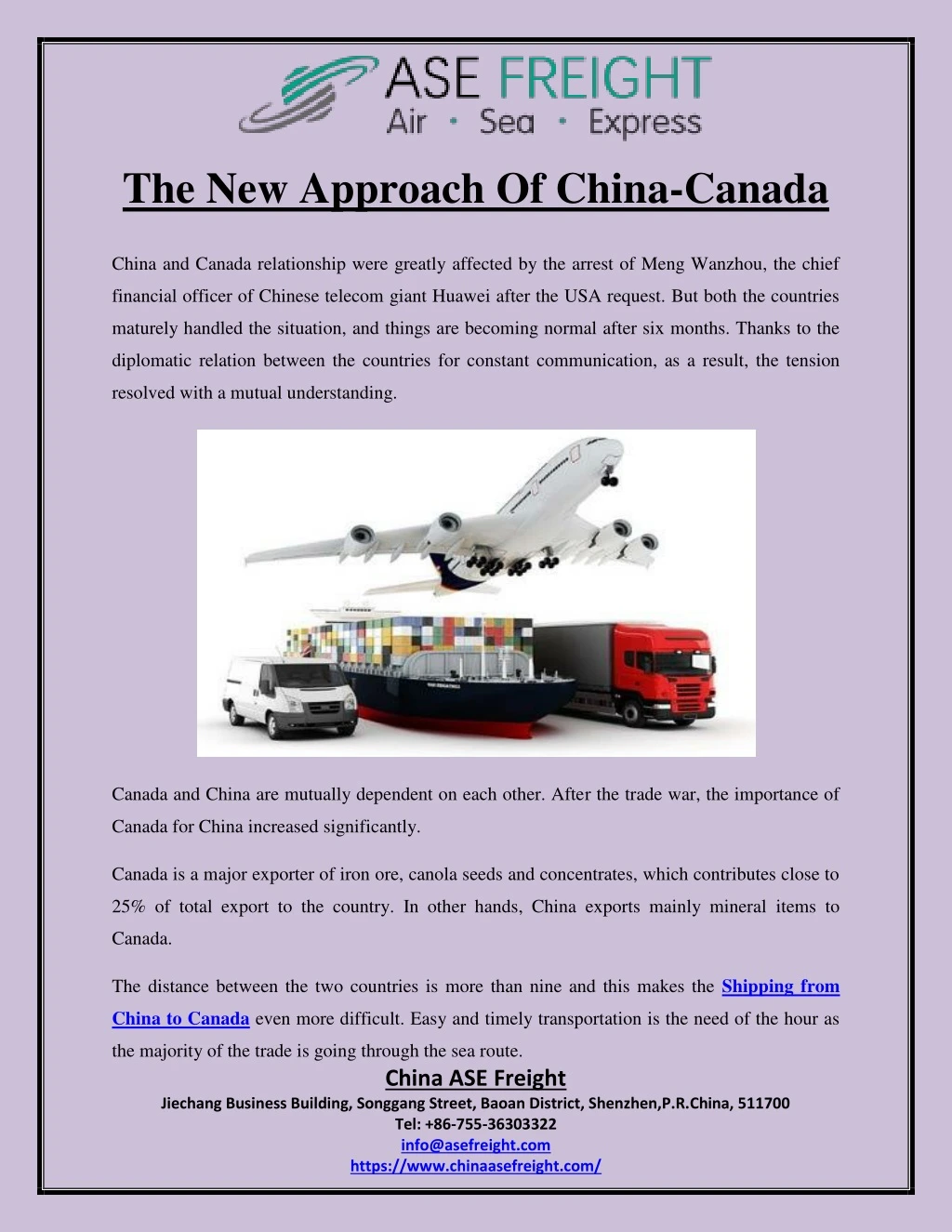 the new approach of china canada