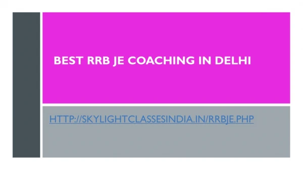 best rrb je coaching in delhi