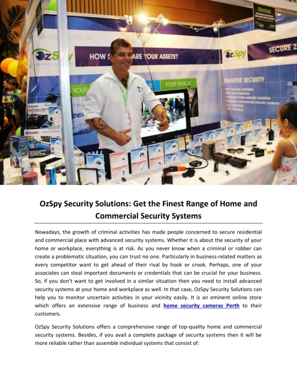OzSpy Security Solutions: Get the Finest Range of Home and Commercial Security Systems