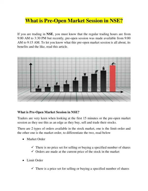 What is Pre-Open Market Session in NSE?