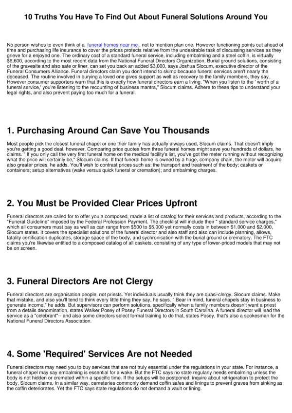 10 truths you have to find out about funeral