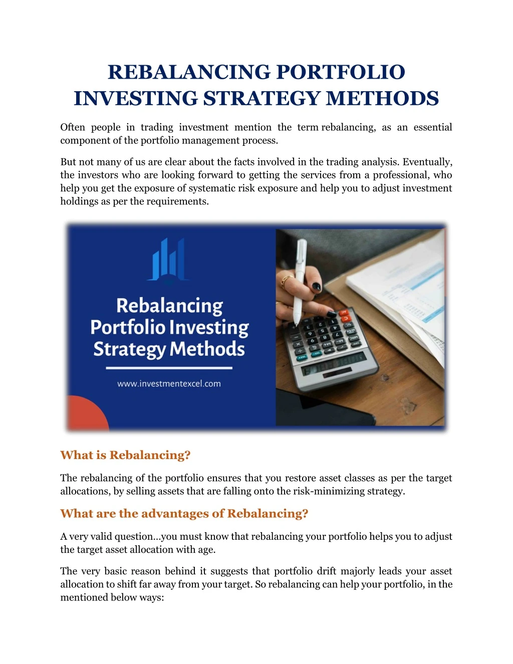 rebalancing portfolio investing strategy methods