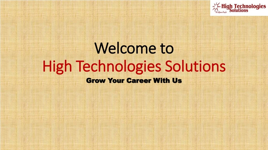 welcome to h igh technologies s olutions
