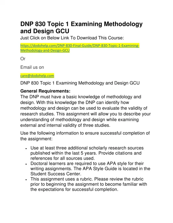 dnp 830 topic 1 examining methodology and design