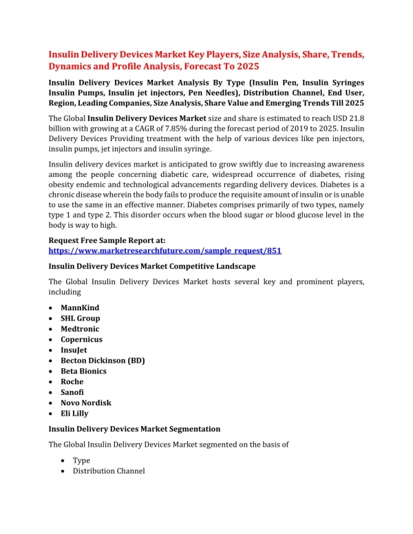 insulin delivery devices market key players size