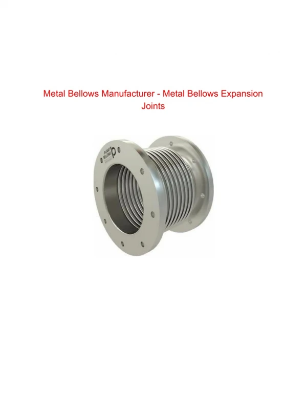 Metal Bellows Manufacturers | Metal Expansion Joints