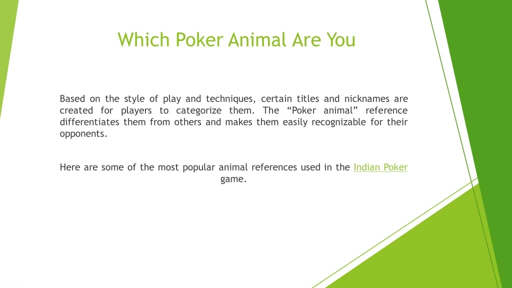 which poker animal are you