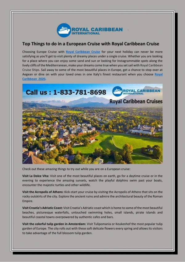 Top Things to do in a European Cruise with Royal Caribbean Cruise