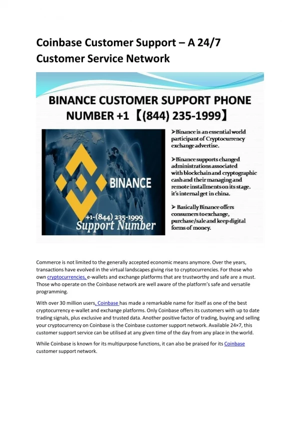Coinbase Customer Support Number 1 (844) 235-1999 TollFree Number