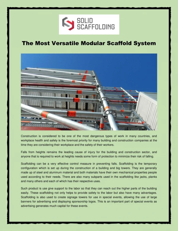 The Most Versatile Modular Scaffold System