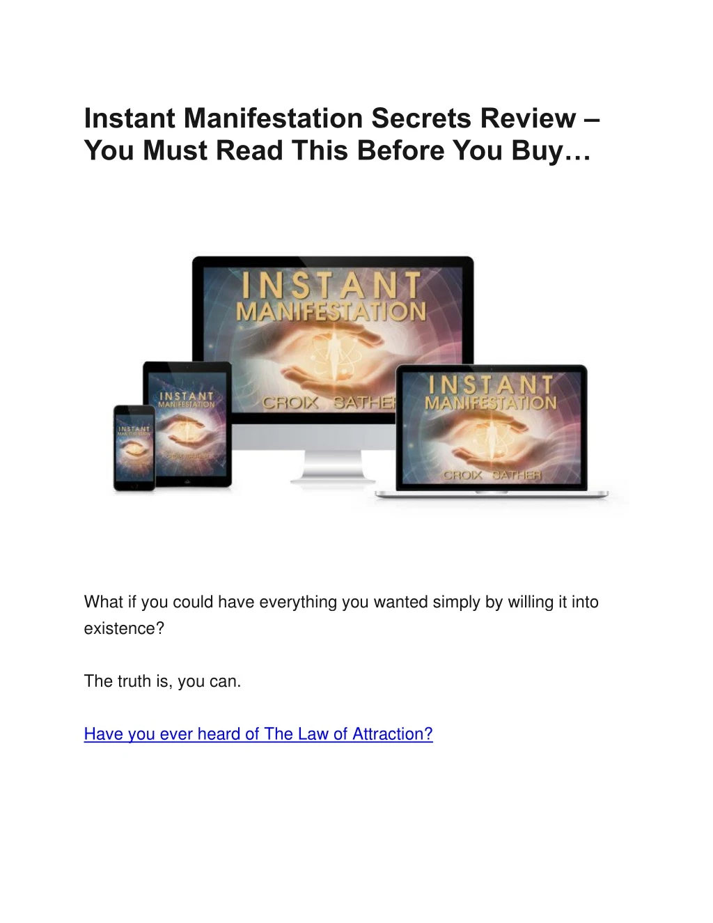 instant manifestation secrets review you must