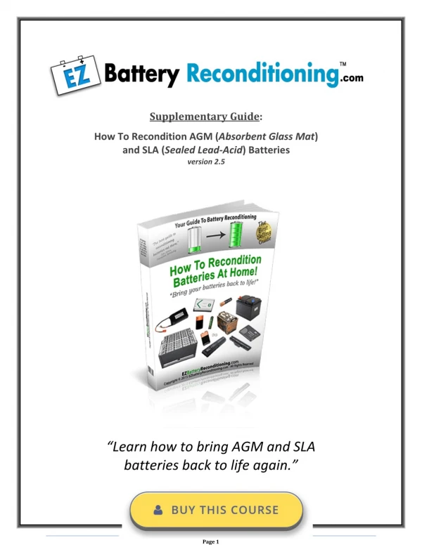 How To Recondition AGM (Absorbent Glass Mat) and SLA (Sealed Lead-Acid) Batteries
