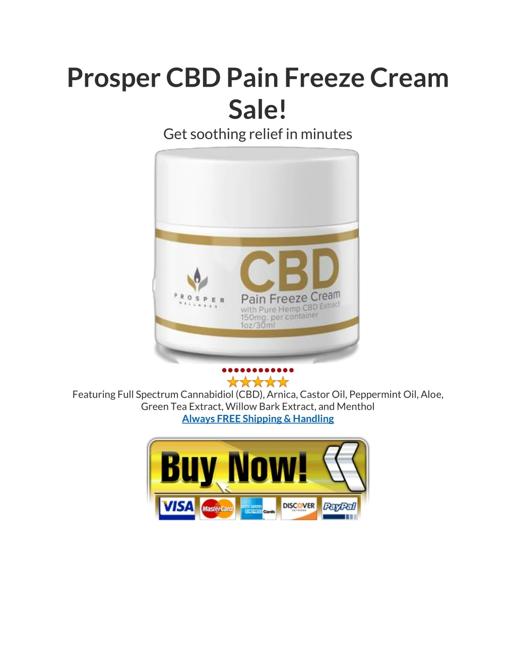 prosper cbd pain freeze cream sale get soothing