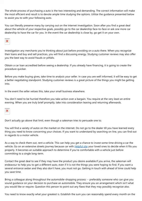 the whole process of purchasing a auto