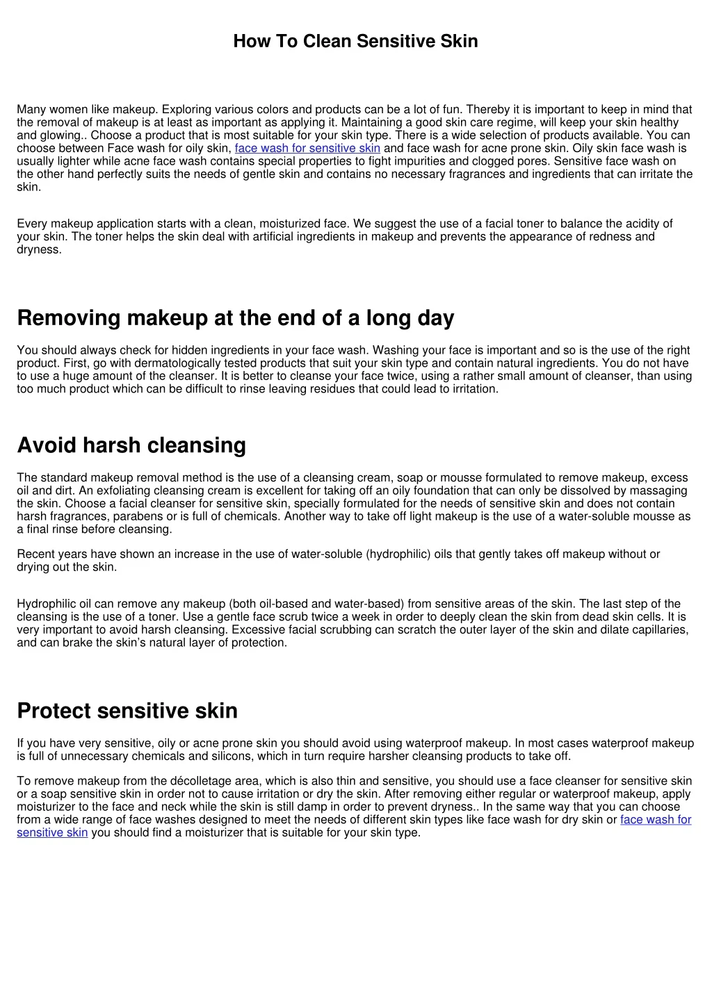 how to clean sensitive skin
