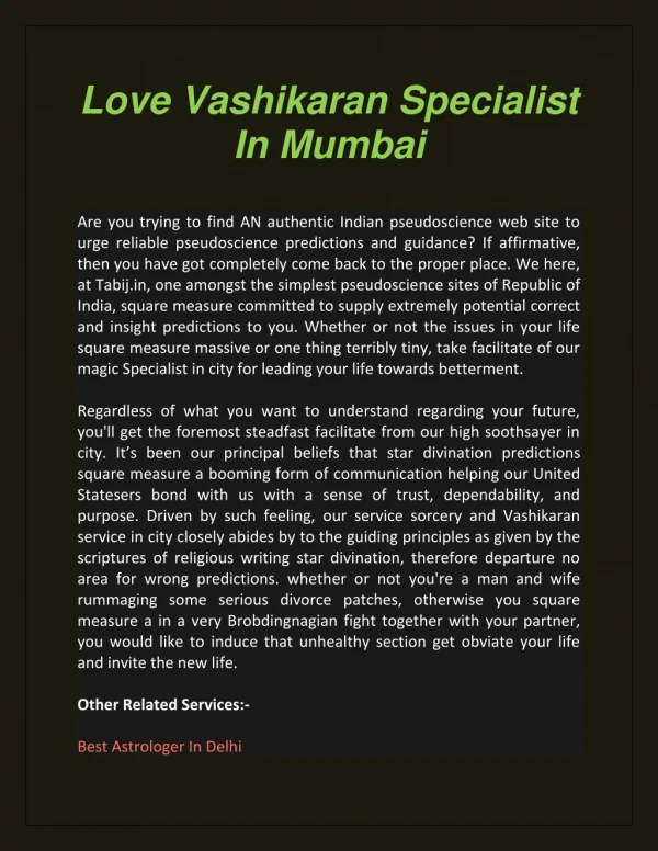 Love Vashikaran Specialist In Mumbai