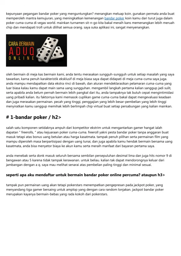 kepunyaan pegangan bandar poker yang