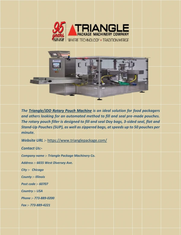 the triangle jdd rotary pouch machine is an ideal