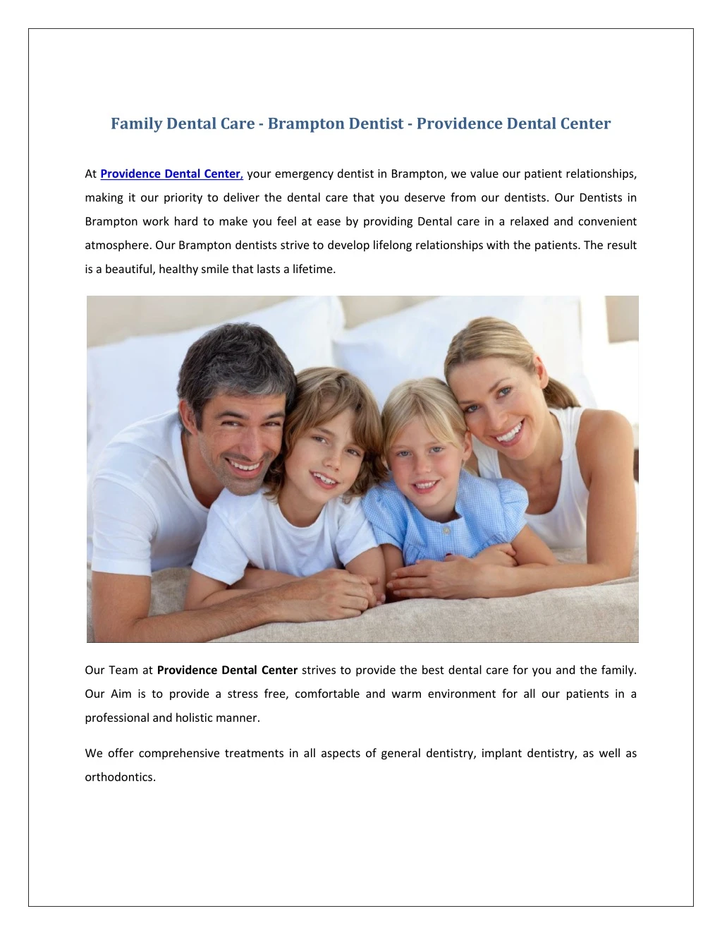 family dental care brampton dentist providence