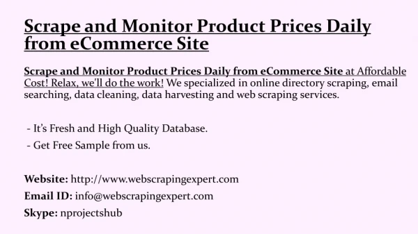 scrape and monitor product prices daily from ecommerce site