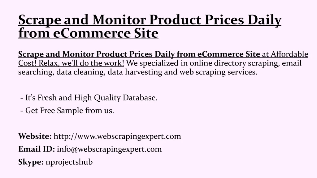 scrape and monitor product prices daily from ecommerce site