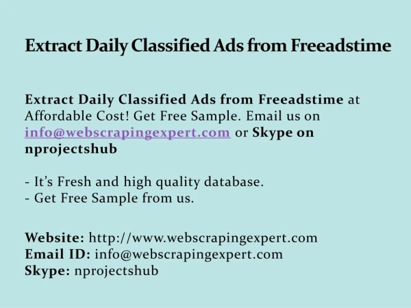 extract daily classified ads from freeadstime