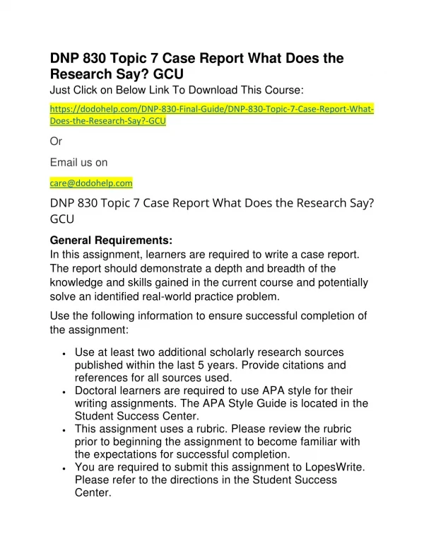 dnp 830 topic 7 case report what does